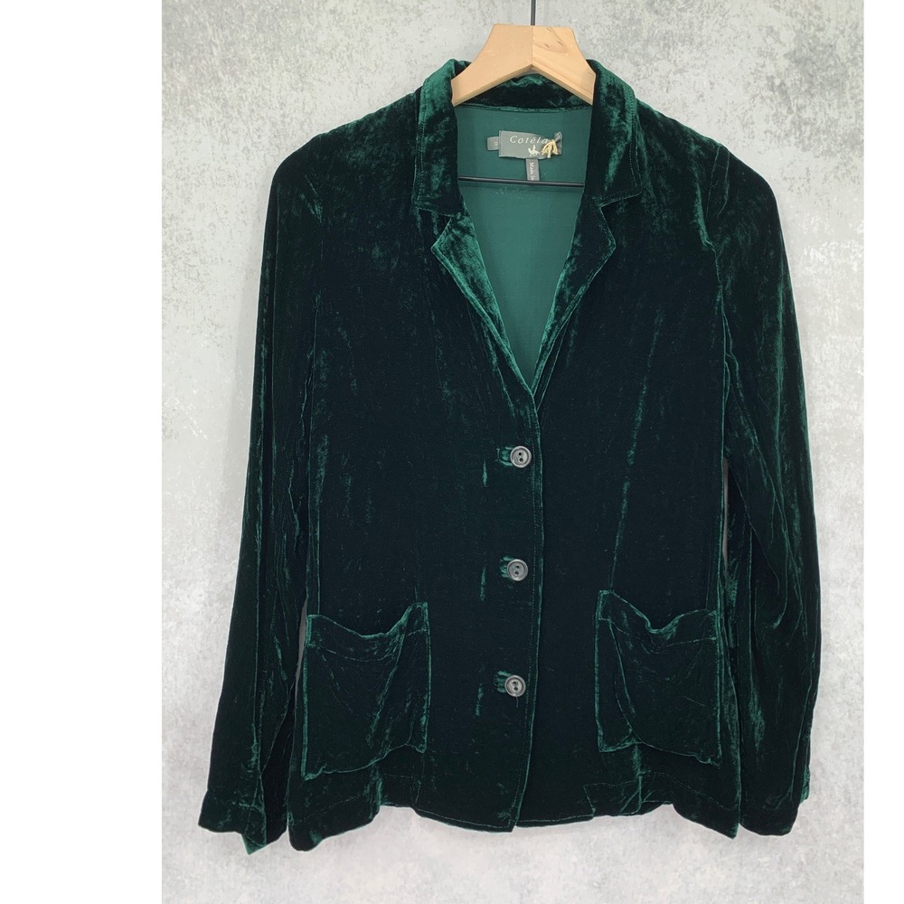 Cotéla Shirt Womens 0 Green Velvet Silk Blend Boho Indie Holiday Christmas